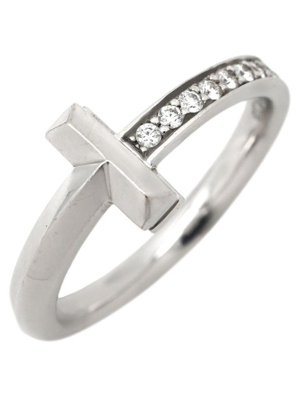 Tiffany & Co Ring T One Narrow Diamond White Gold 18k